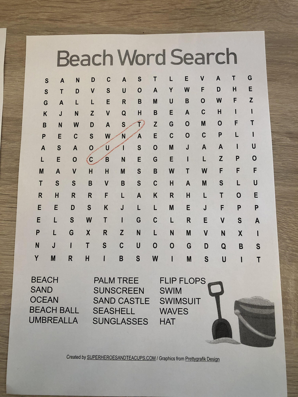 Unfortunate misprint in my kids word search at the pub
