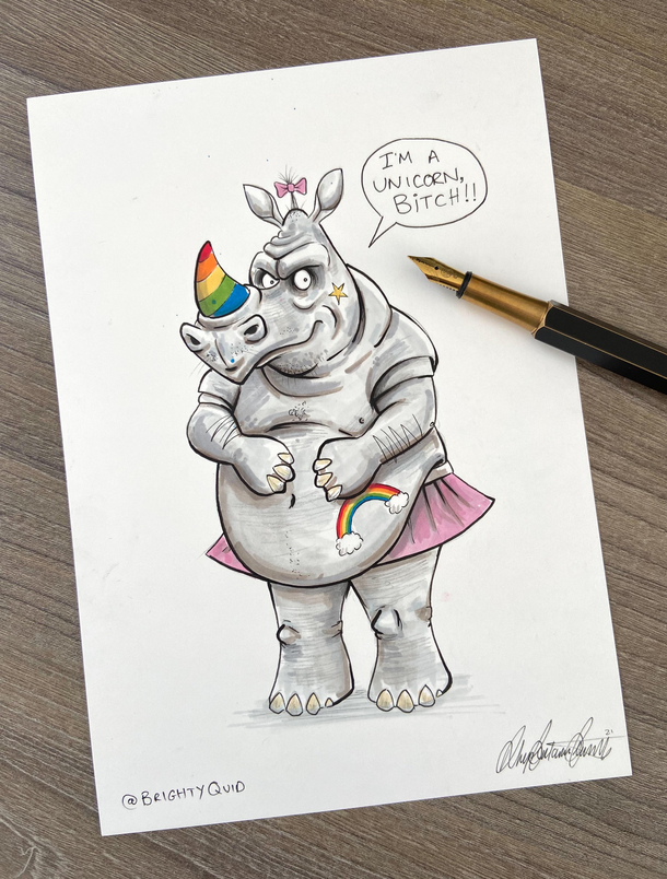Unicorns Exist - Ink Drawing