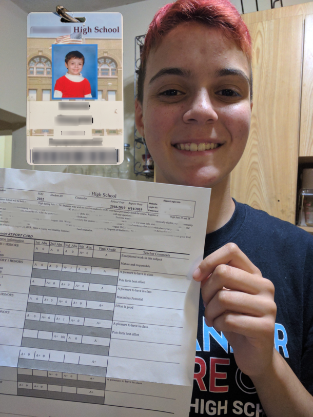 UPDATE My daughter went to Preschool then we homeschooled her for  years and last Fall she started High School Apparently for your student ID they use the last photo on record She had a great first year