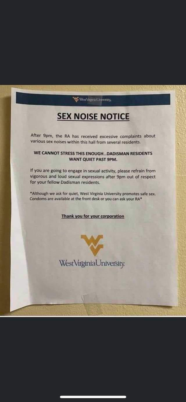 Use condoms and no loud moaning after PM