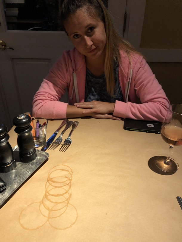 Used the beer glass to draw a ding-dong for my wife She was not amused