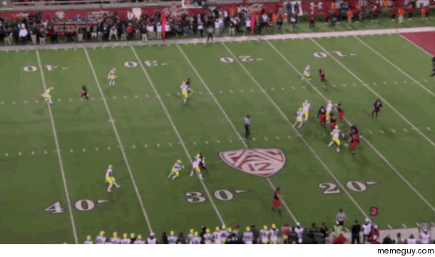 Utah WR goes  yards to the endzone prematurely celebrates and drops the ball on the  yard line Opposing team recovers the ball and goes  yards in the opposite direction for a touchdown