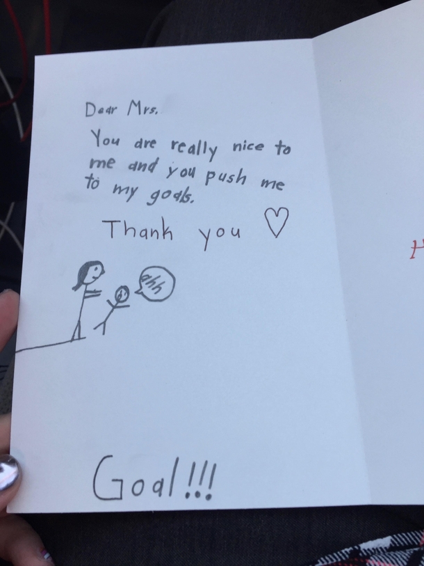 Valentines day card from a student
