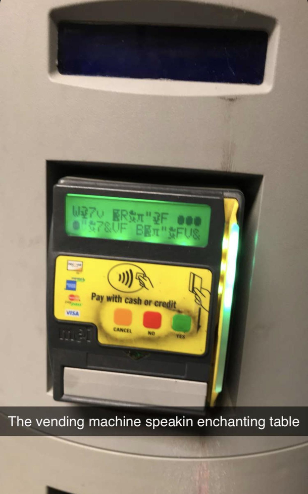 vending machine speaking enchanting table