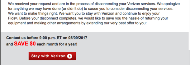 Verizon really going to great lengths to get me to stay their very best offer