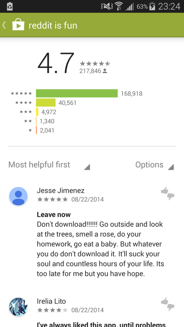 Very accurate review of Reddit on the app store