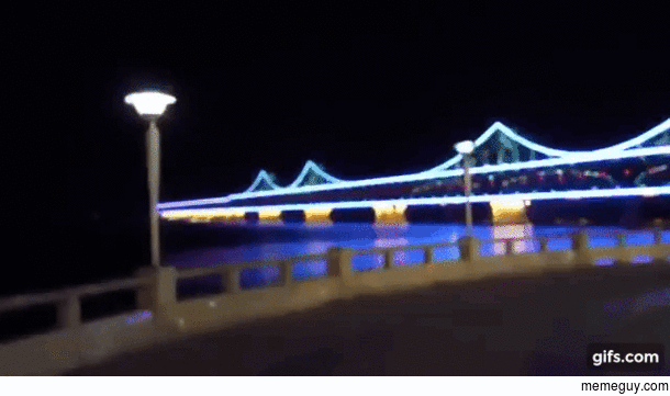 View of North Korea at night from Chinese border