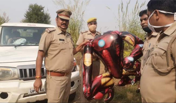 Villagers called the police thinking iron-man balloon was an alien