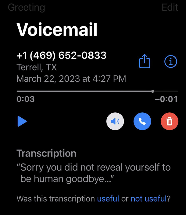 Voicemail I got today