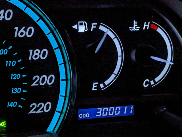 Waited  years to watch it roll over this milestone and my  yr old son borrowed the car to go get fast food and I missed it