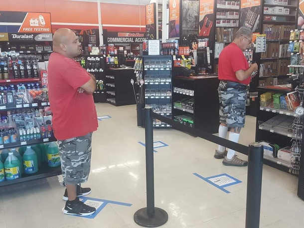 Waiting to pay in line and seeing your future self