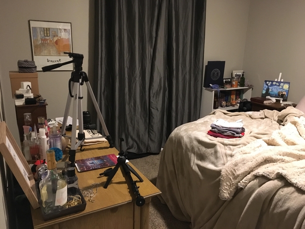 Walked into my friends room to help her put away laundry She immediately looks at me and goes its NOT what it looks like