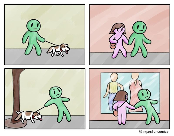 walking dog and wife