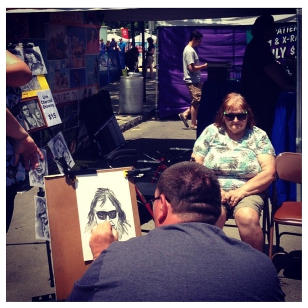 Wanting to capture the electricity of the moment Karen decides to commission her charcoal portrait