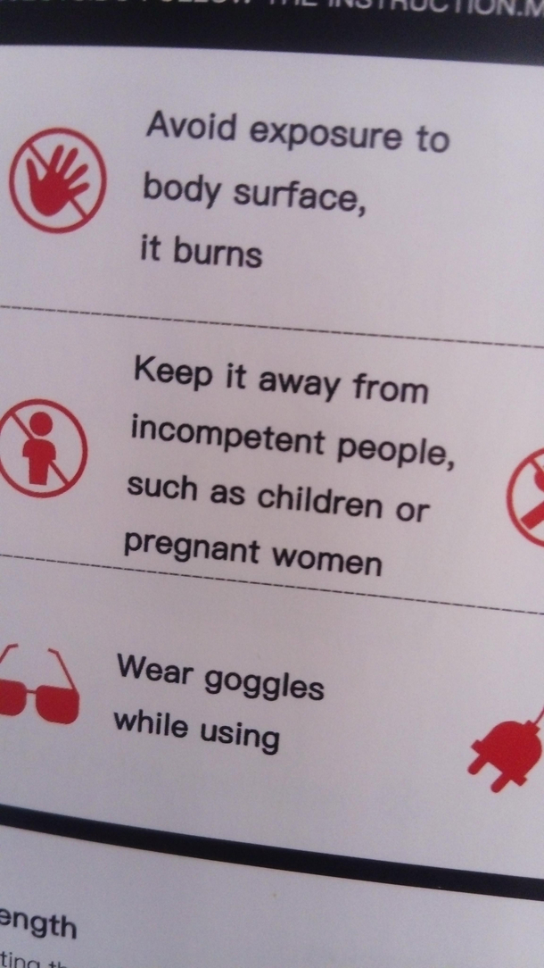 Warning on the manual of my laser engraver