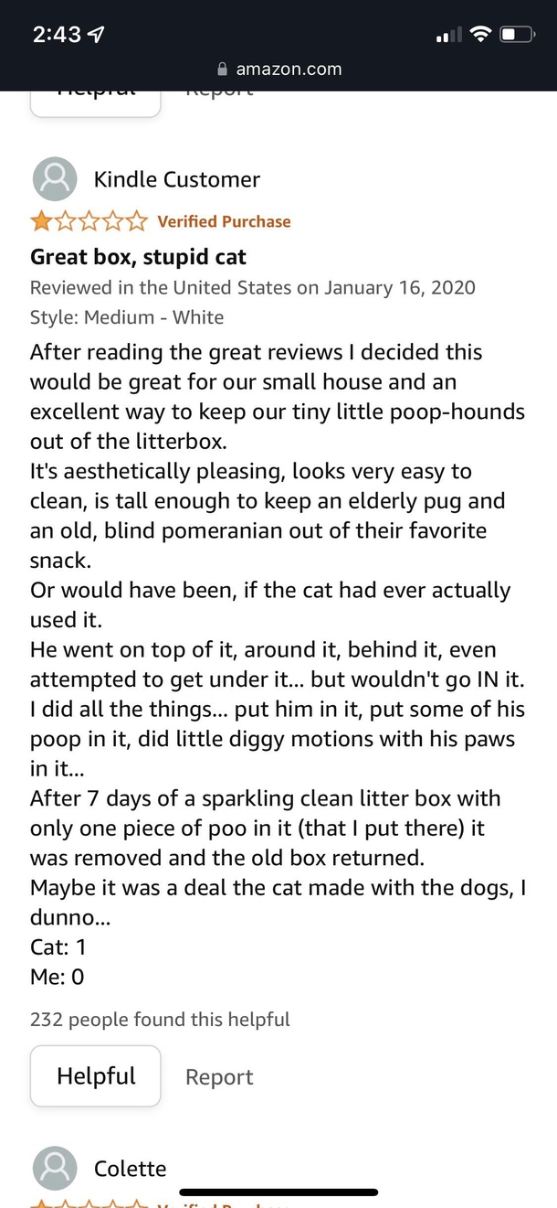 Was buying a litter box and stumbled on this review