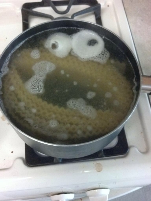 Was cooking pasta when suddenly cookie monster