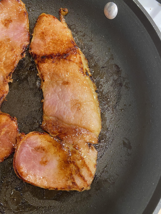 Was frying up some left over Easter ham when suddenly