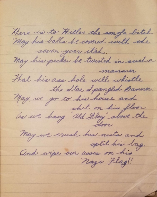Was going through my great-grandmother-in-laws things and found this gem in her husbands journal
