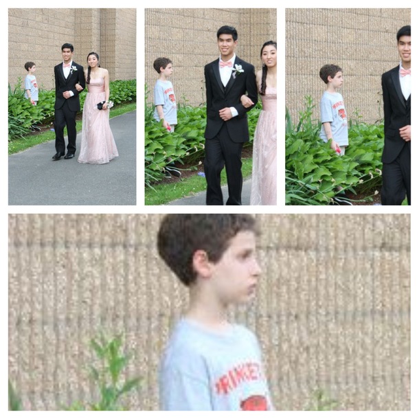 Was going through prom photos when I spotted my little brother