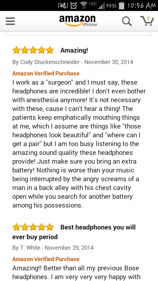 Was just looking at reviews for Bose Quiet Comfort headphones on Amazon a  product