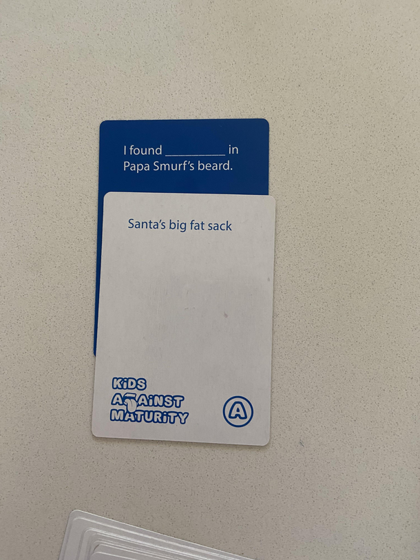 Was playing a card game with the kids