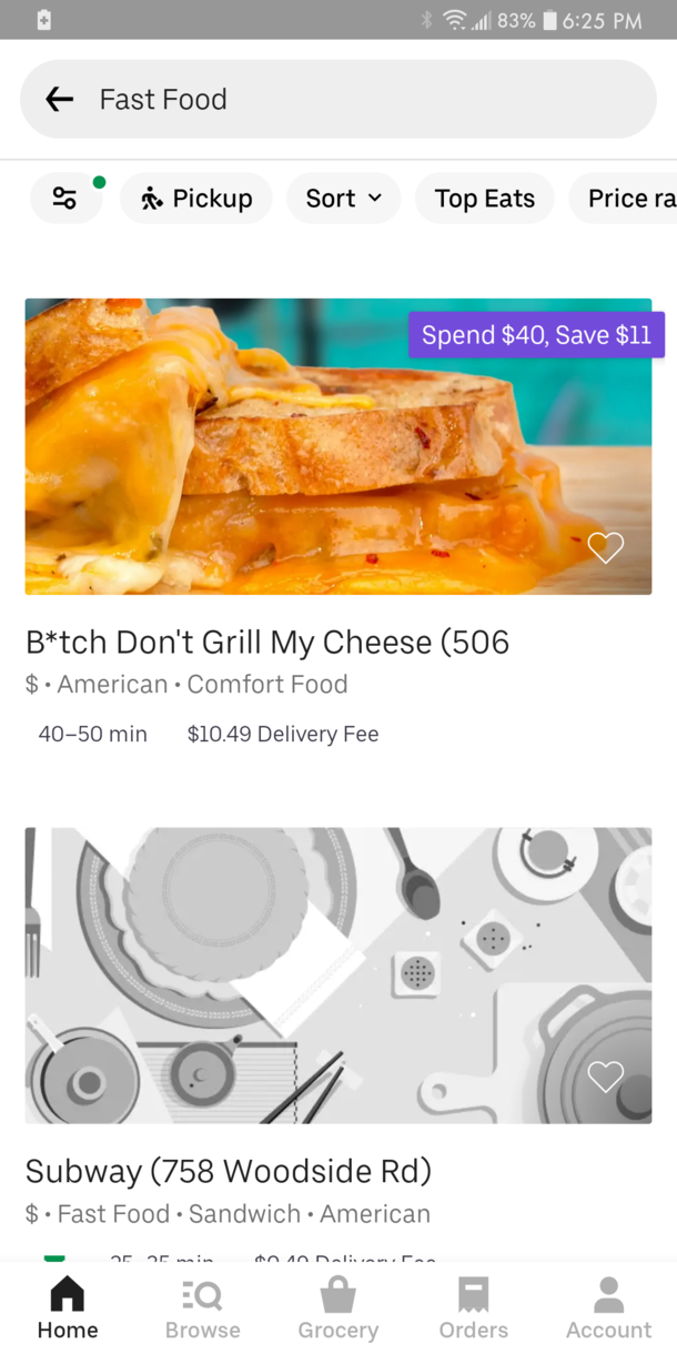 Was scrolling Uber Eats and wow - The name did its job Partially - got me to stop and look