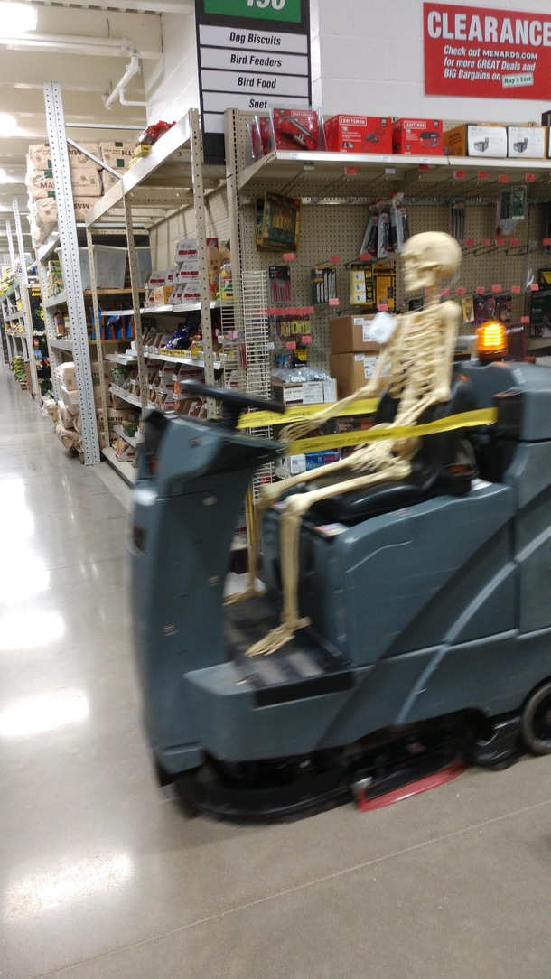 Was shopping at the local Menards a month ago and waited for the floor sweeper to go past Driver caught me by surprise