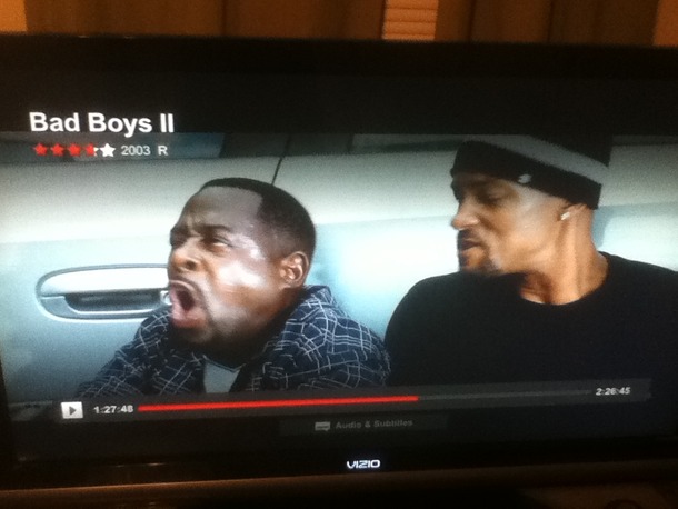 Was watching Bad Boys  when I had to answer a phone call Came back to the best pause screen ever