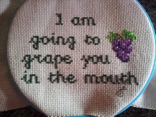 Watch out for the grapist Another cross-stitch my sister-in-law made