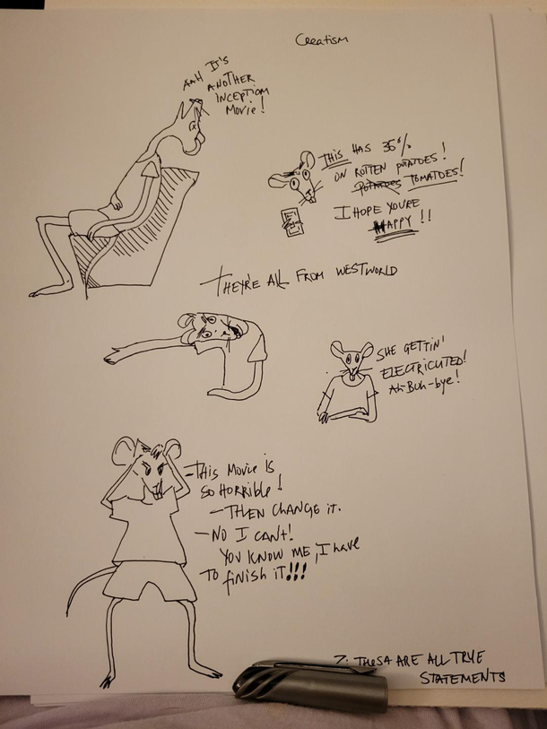 watching Reminiscence with my husband doodling along his comments as he is cracking me up