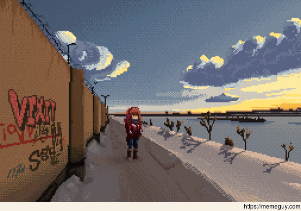 Watching sunrise pixelart