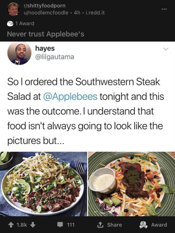 Way to go Applebees 