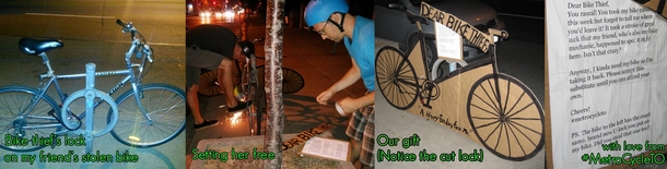 We both win Gifting a bike thief