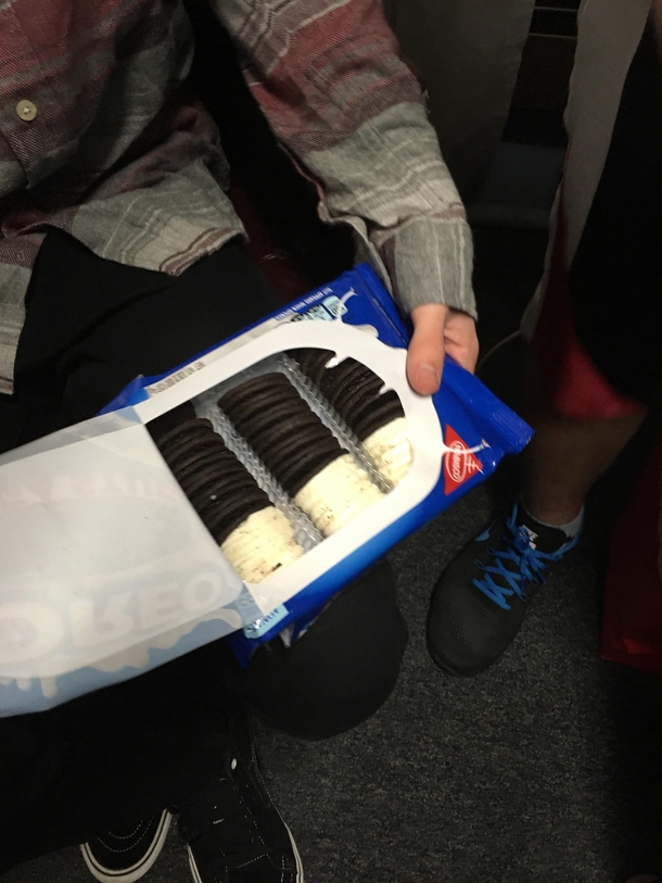 We did a secret santa and someone got a package of oreos with the creme separated from the cookies