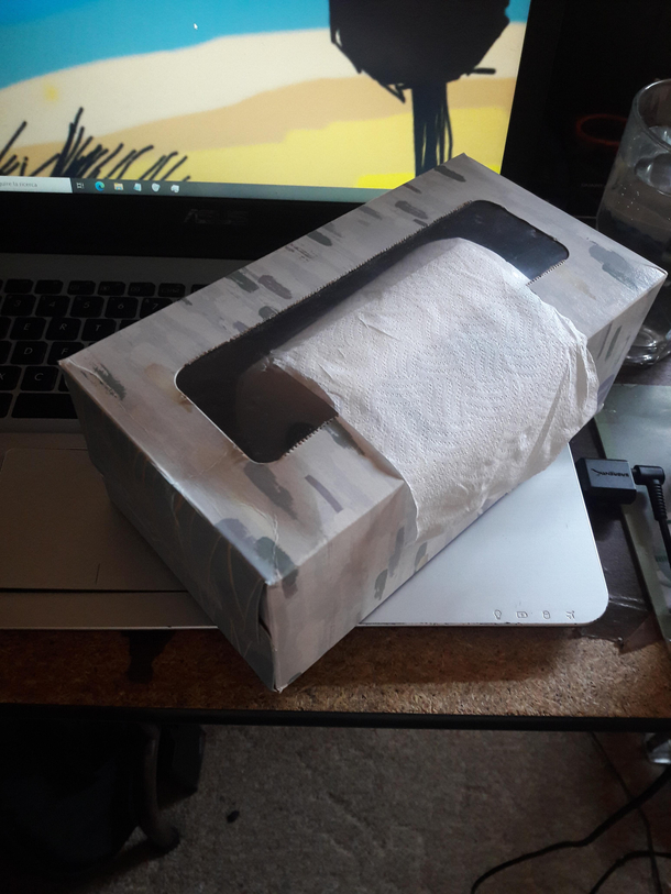 We dont have tissue in the house so I have to compromise
