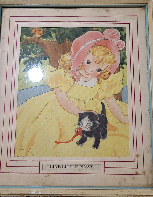 we found the perfect piece of art while cleaning out my grandmas basement today
