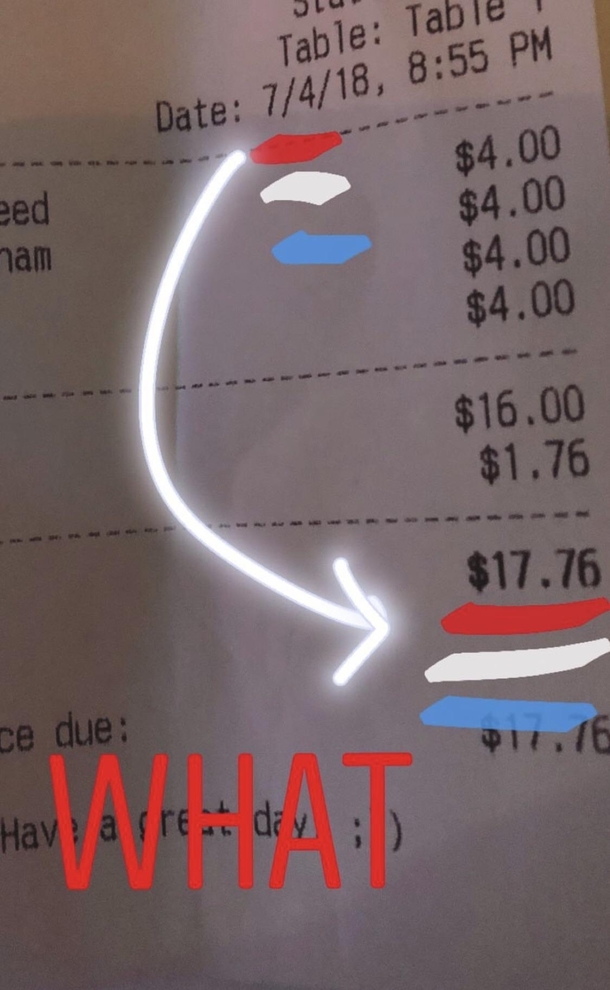 We got the most th of July Bar tab tonight