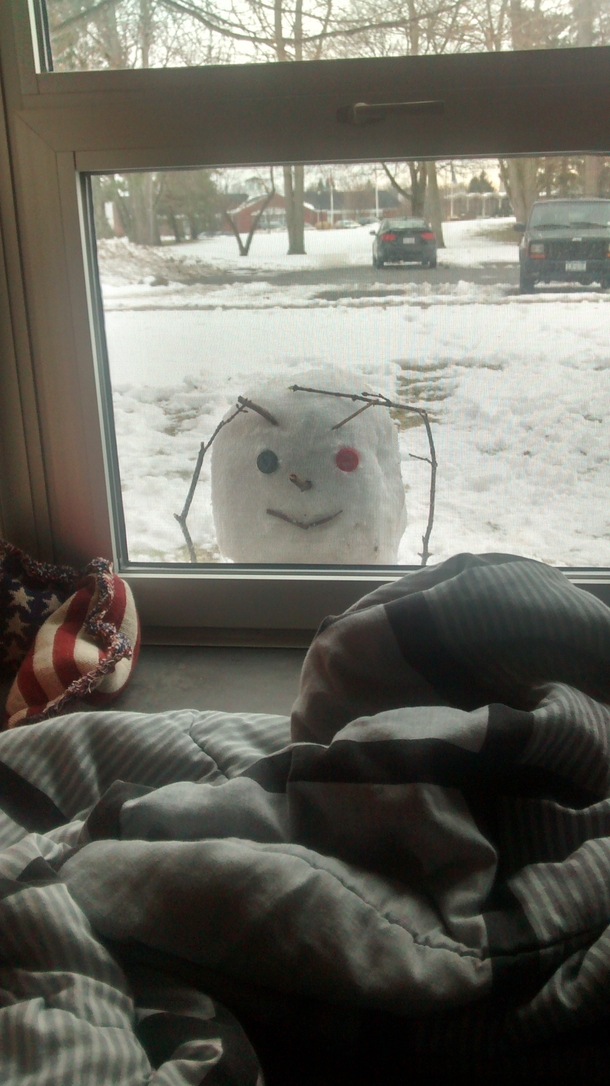 We made a snowman for our roommate
