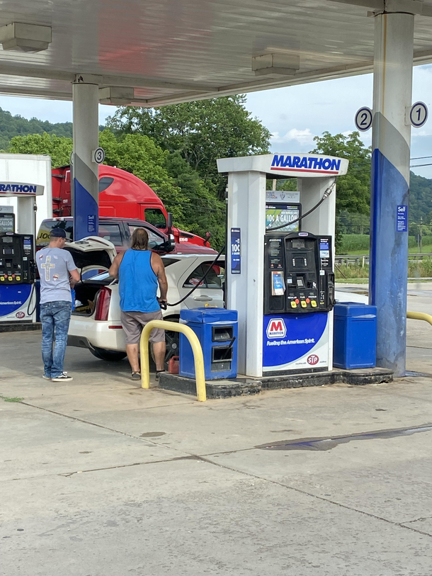 we put his prepay on the wrong pump but instead of coming back inside to tell us or moving his car he decided to improvise