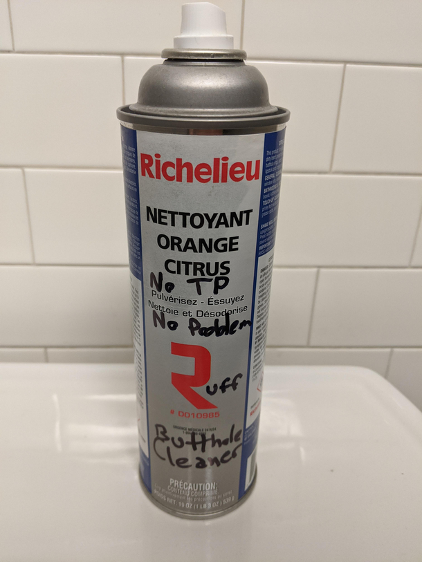 We ran out of toilet paper in our shop bathroom at work and I walked in to see this