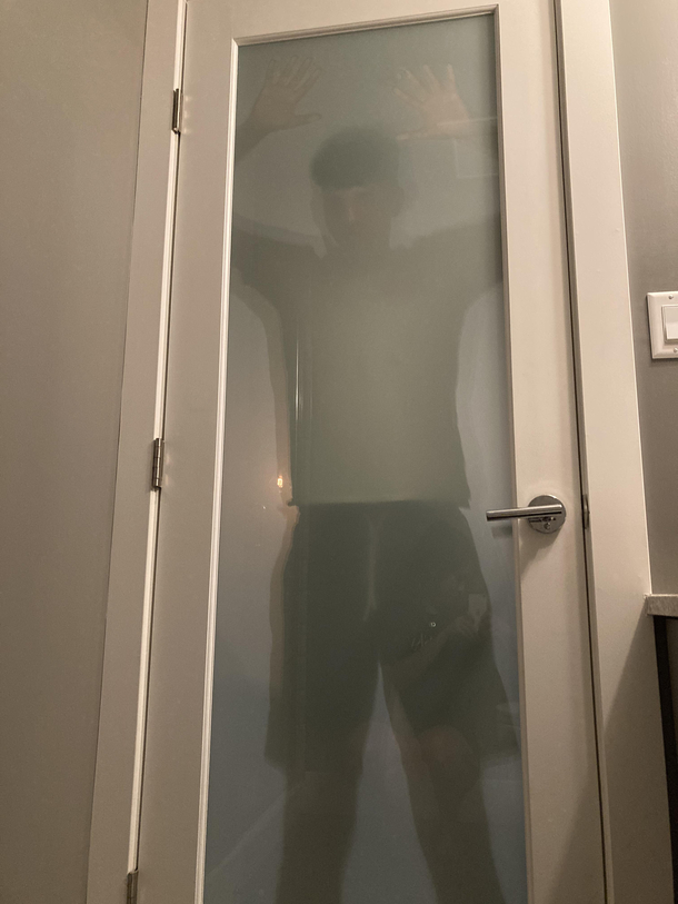 We recently moved into a new apartment this is the view from inside the bathroom