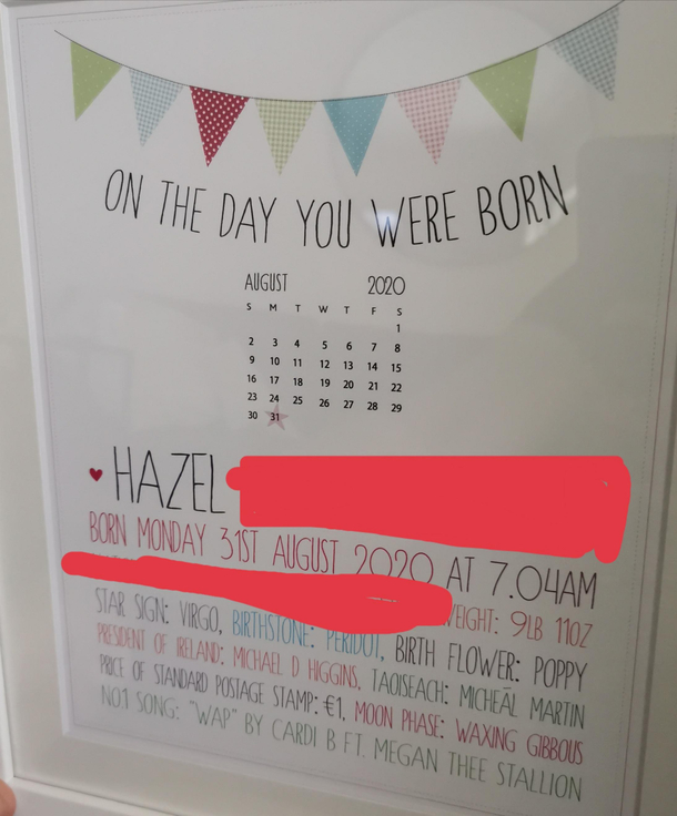 We thought the gift for our newborn was really cute until that last line