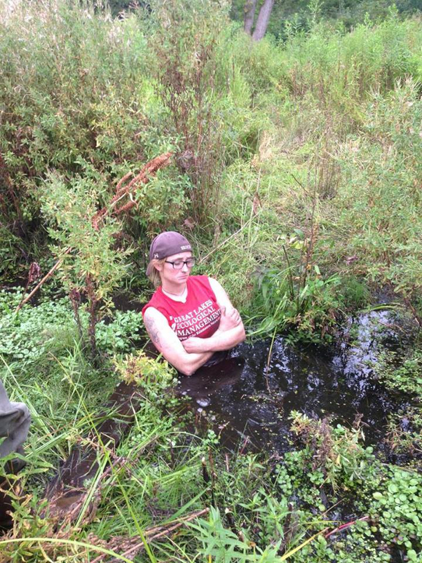 We were working in a bog and I stepped too far to reach for an invasive plant No risk no gain