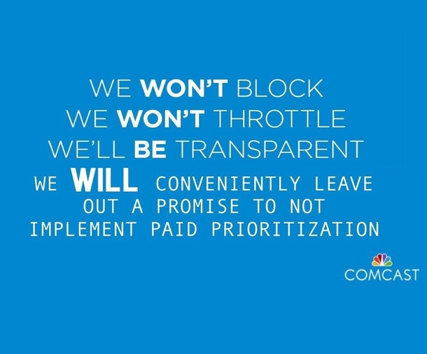 We WONT change anything We just want the ability to but we wont Just please put us in a situation where there is no legal way to enforce these empty promises and that allows us to monopolize multiple markets