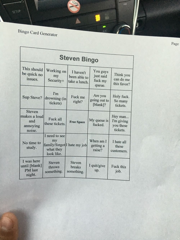 We work with a chronic complainer so we made it into a game