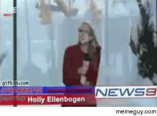 Weather Woman stopped in the middle of reporting