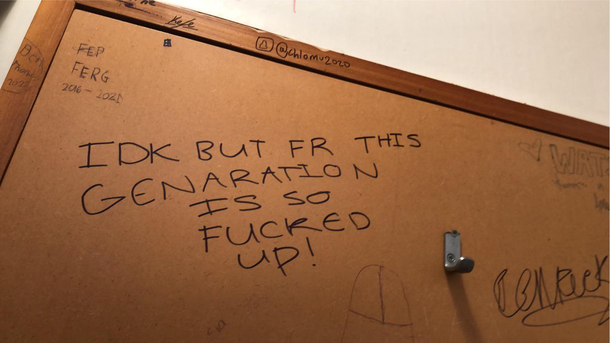 Well said bathroom stall door