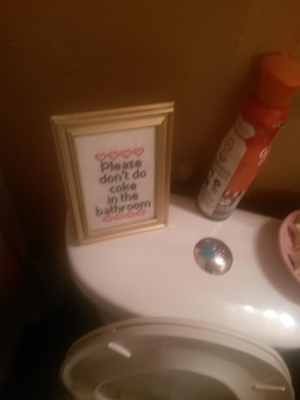 Went to a party last night and saw this in the bathroom