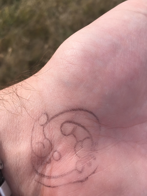 Went to a pumpkin patch with my family earlier this year My mom got mad because she couldnt figure out why my sister and I were laughing so hard about the wrist stamps to gain entry Theyre supposed to be footprints